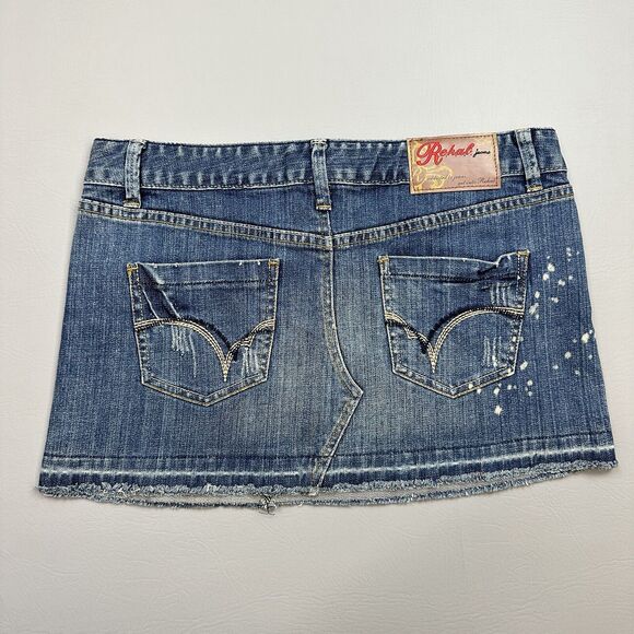 Vintage Rehab Jeans Mini Skirt Womens 11 Medium Wash Denim Y2K NOS - Picture 7 of 16